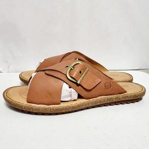 BORN Womens RIO Leather Slip On Slide Sandals Size 10M Tan